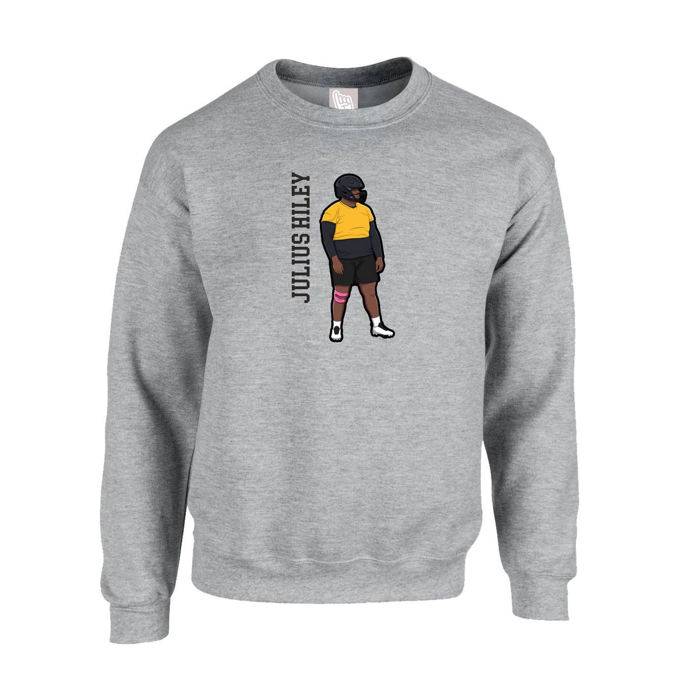 Fleece Crew — Name Vertical in Grey