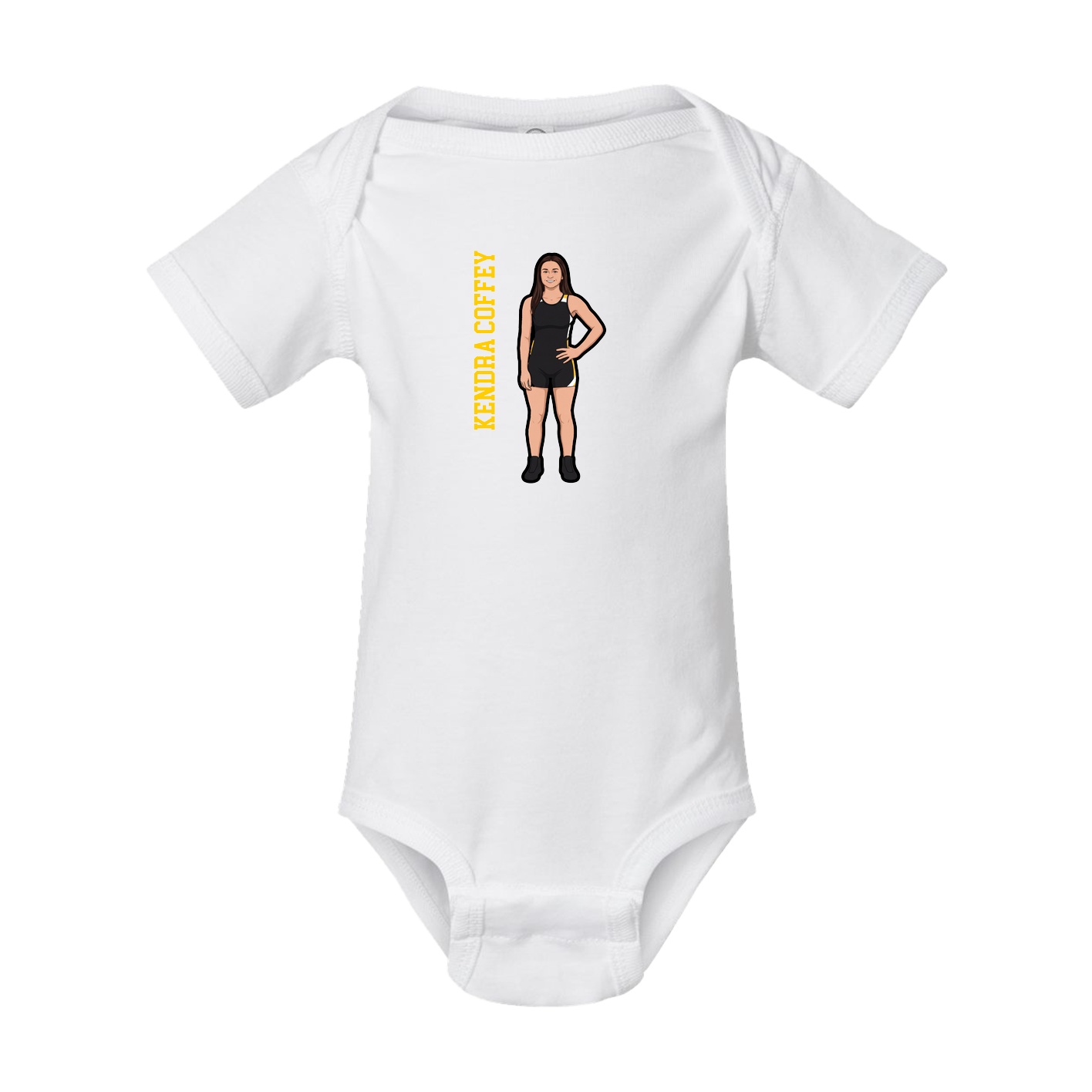 Baby Onesie — Name Vertical in White