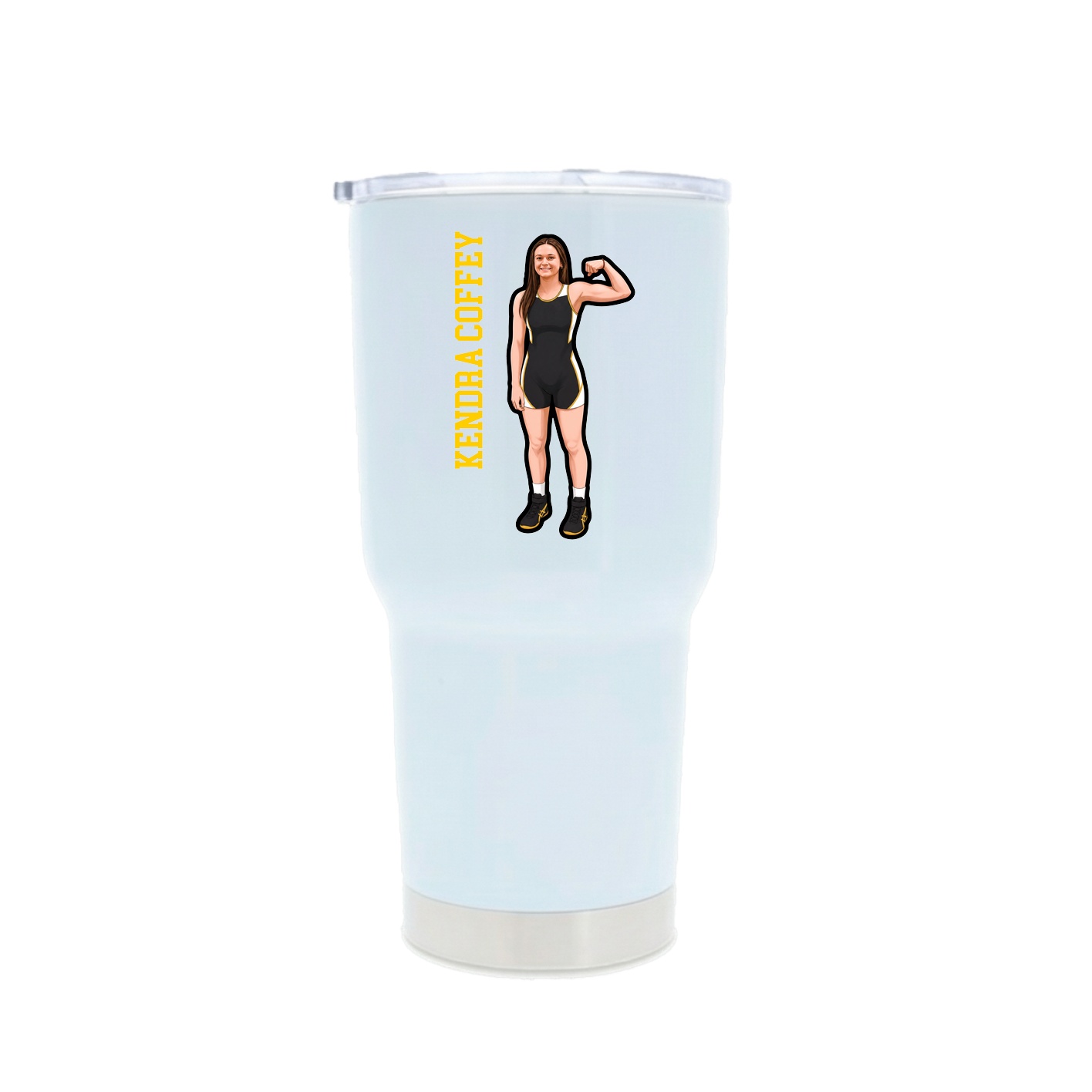 30oz Stainless Steel Tumbler — Name Vertical in White