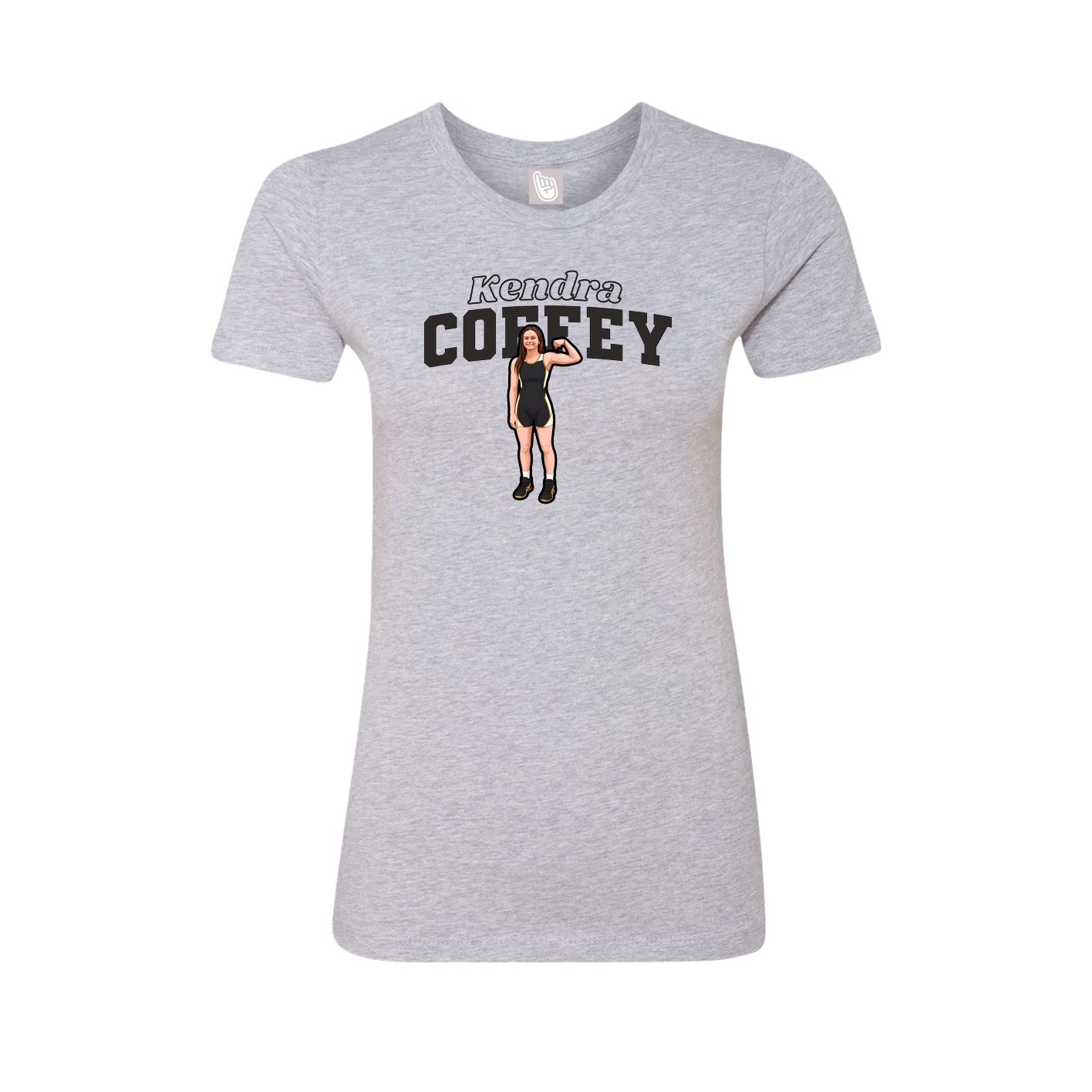 Fitted Women's Tee — Name Arch in Grey