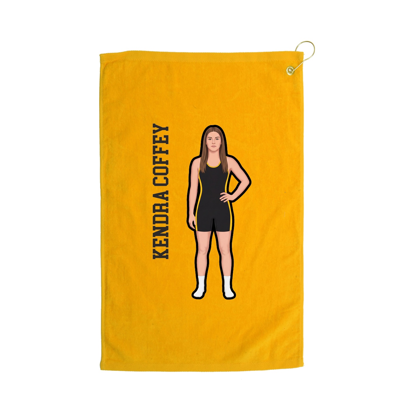 Golf Towel — Name Vertical in Gold
