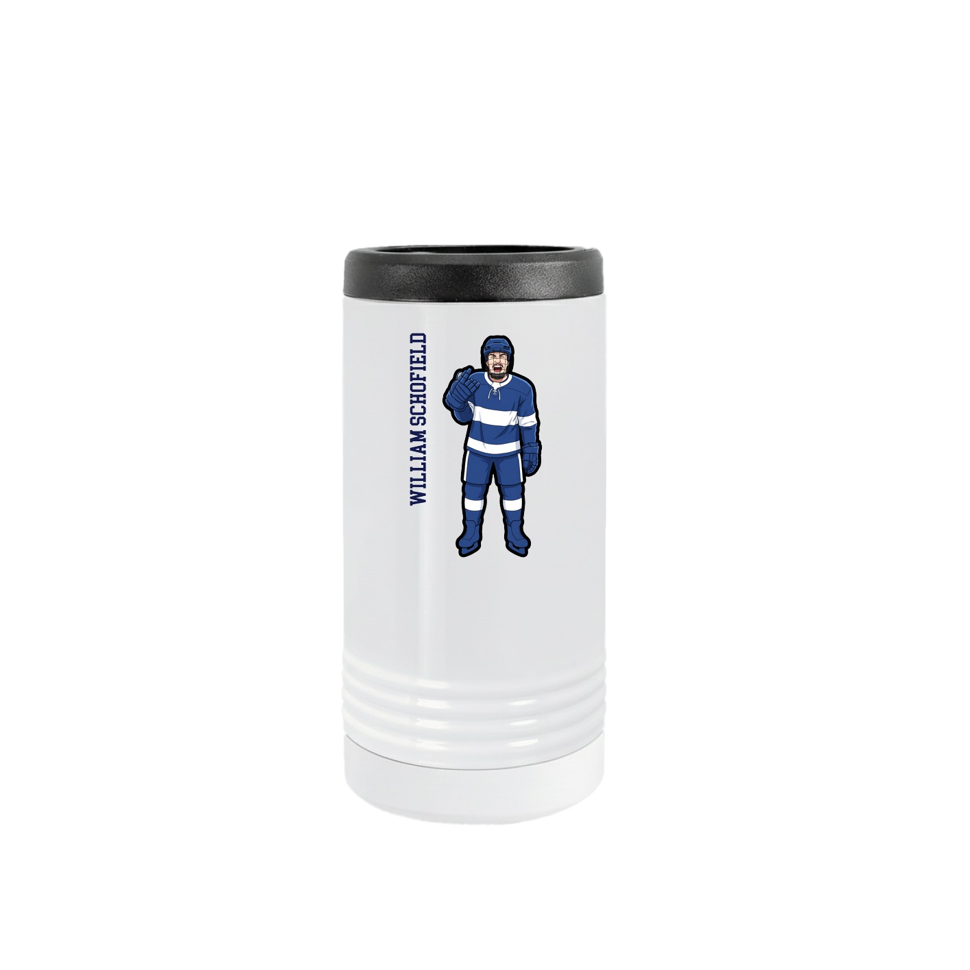 Slim Beverage Holder — Name Vertical in White