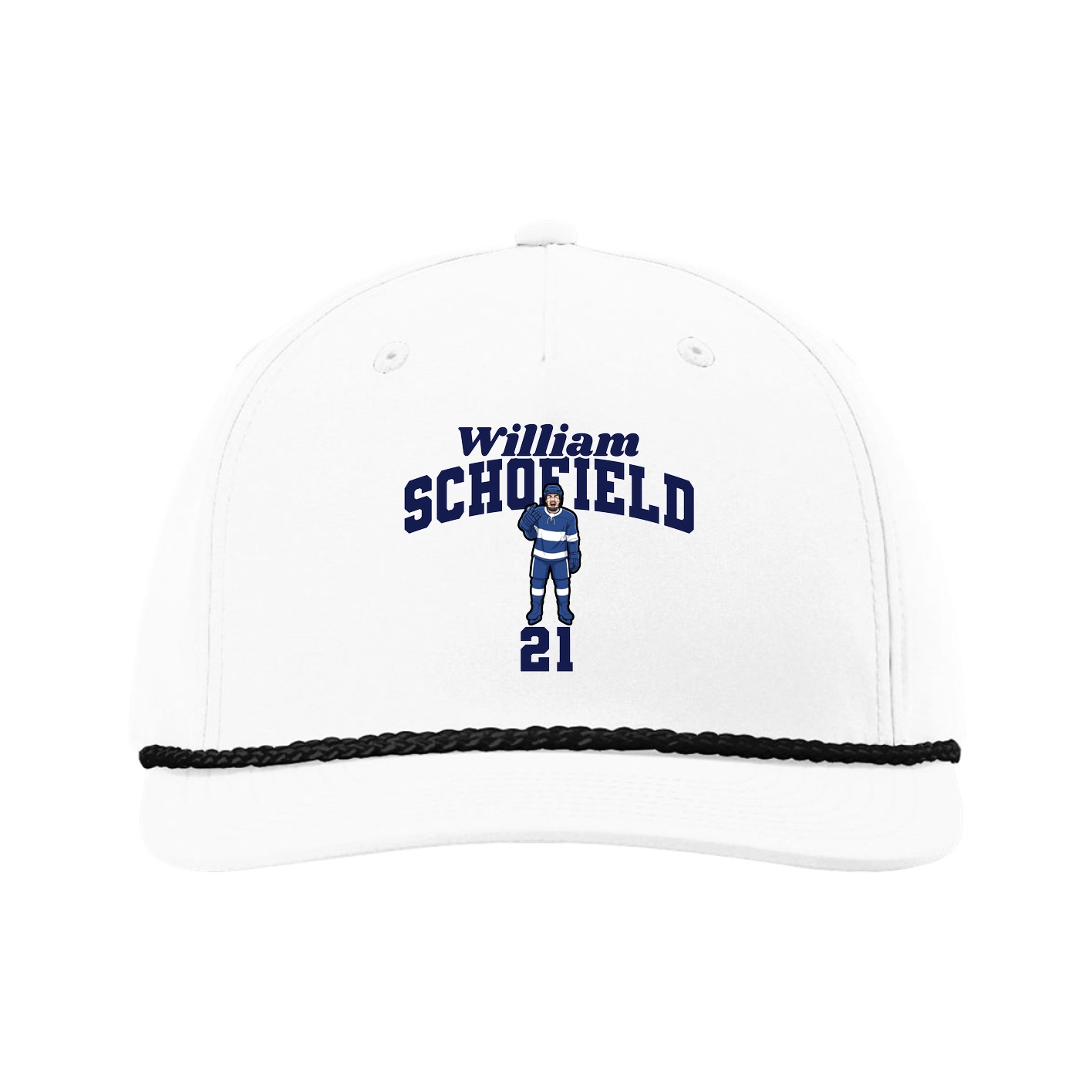 Five-Panel Classic Rope Cap — Signature Arch in White