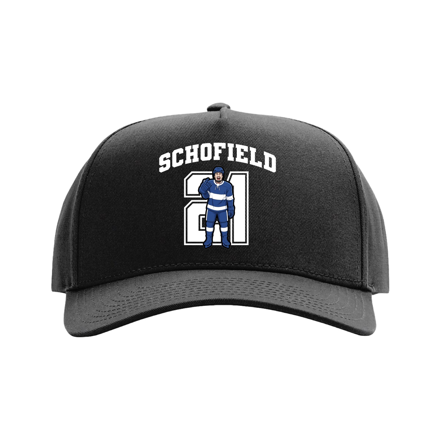 Full Fabric Five-Panel Champ Cap — Number in Black