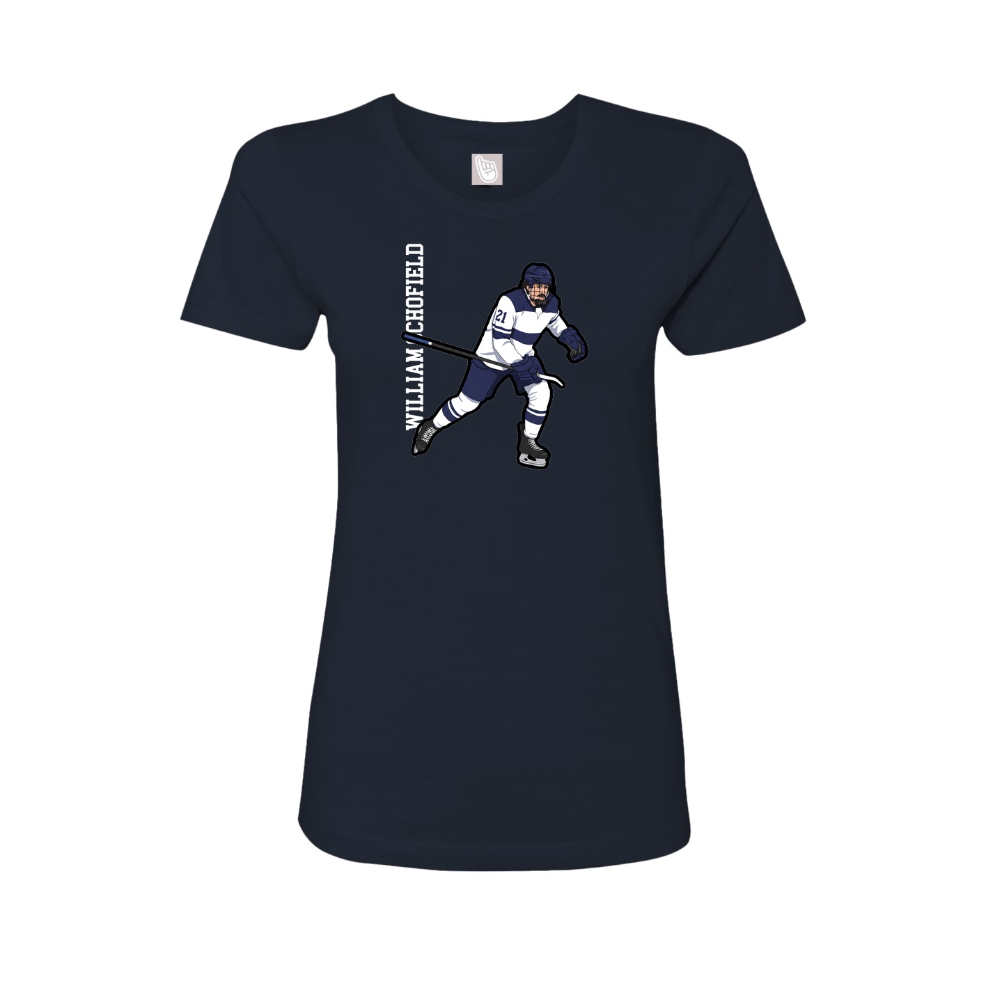 Fitted Women's Tee — Name Vertical in Navy