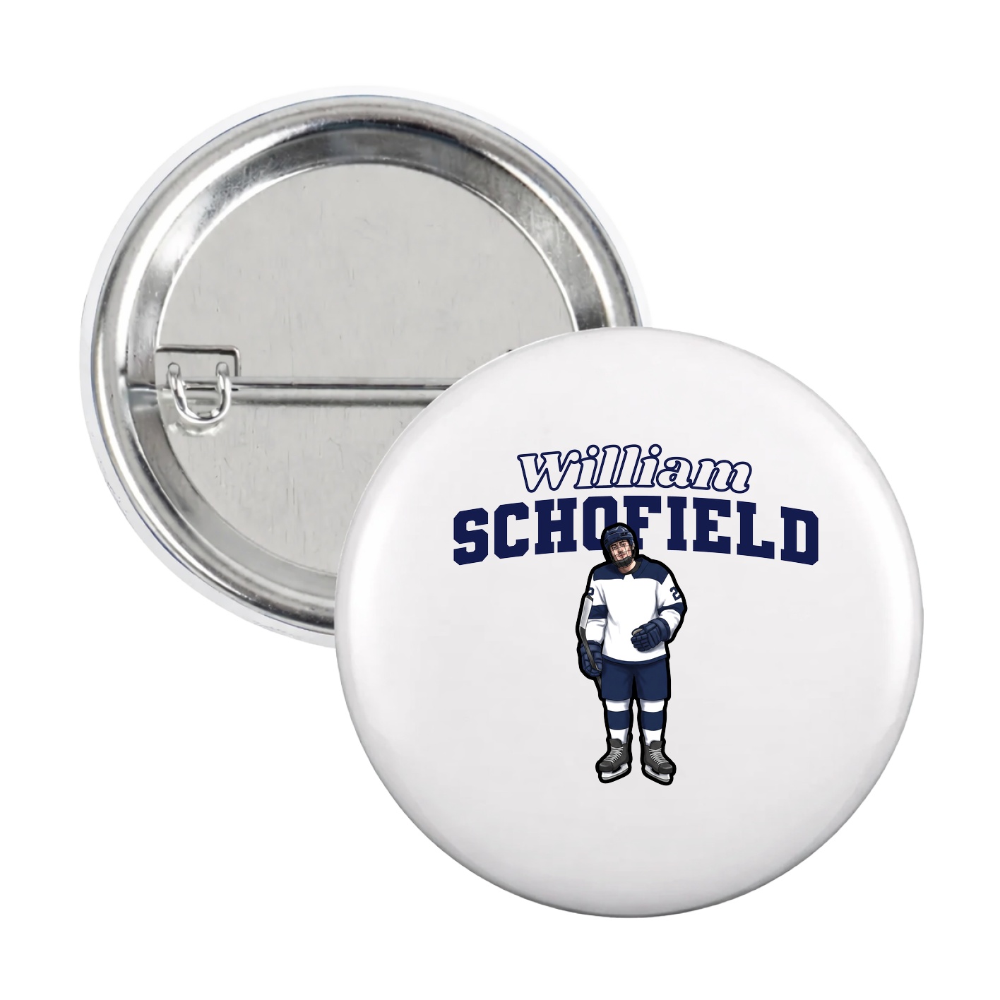 Game Day Button — Name Arch in White