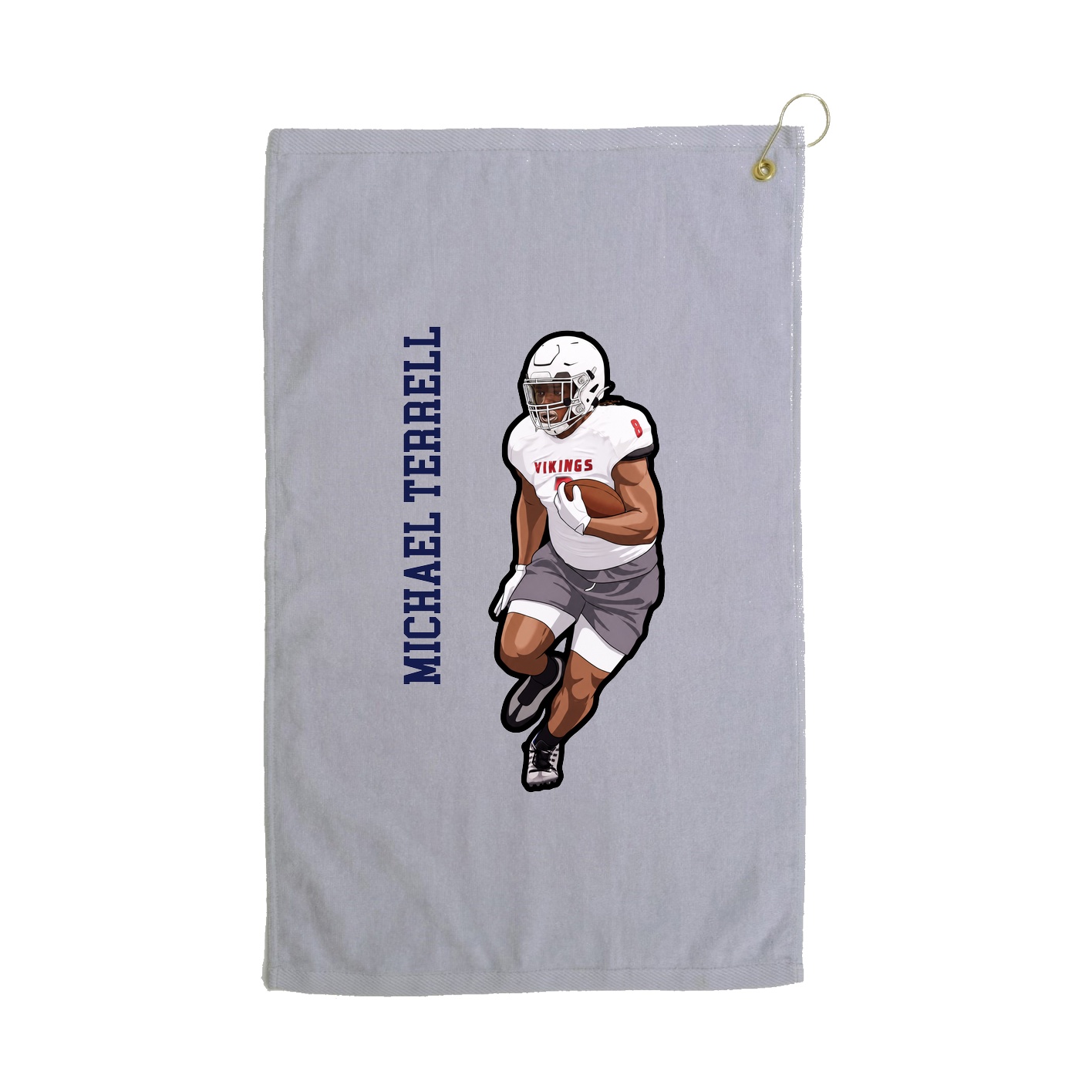 Golf Towel — Name Vertical in Grey