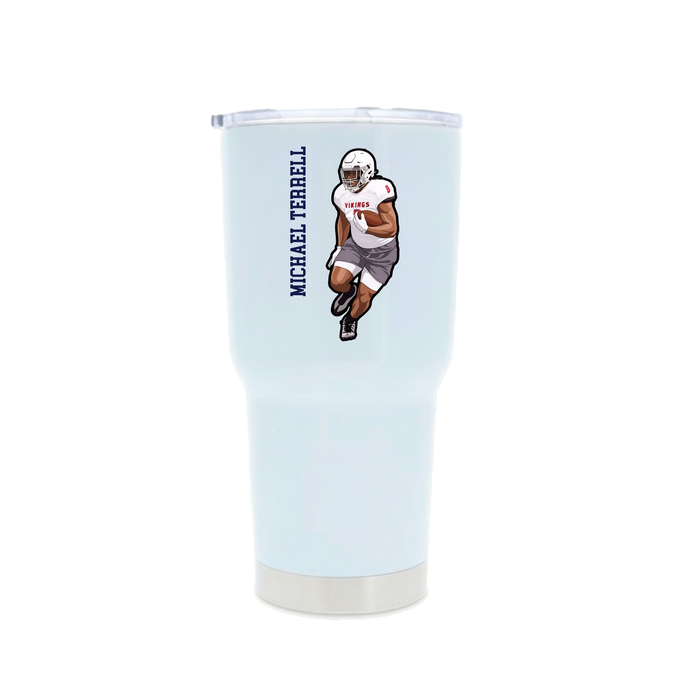 30oz Stainless Steel Tumbler — Name Vertical in White