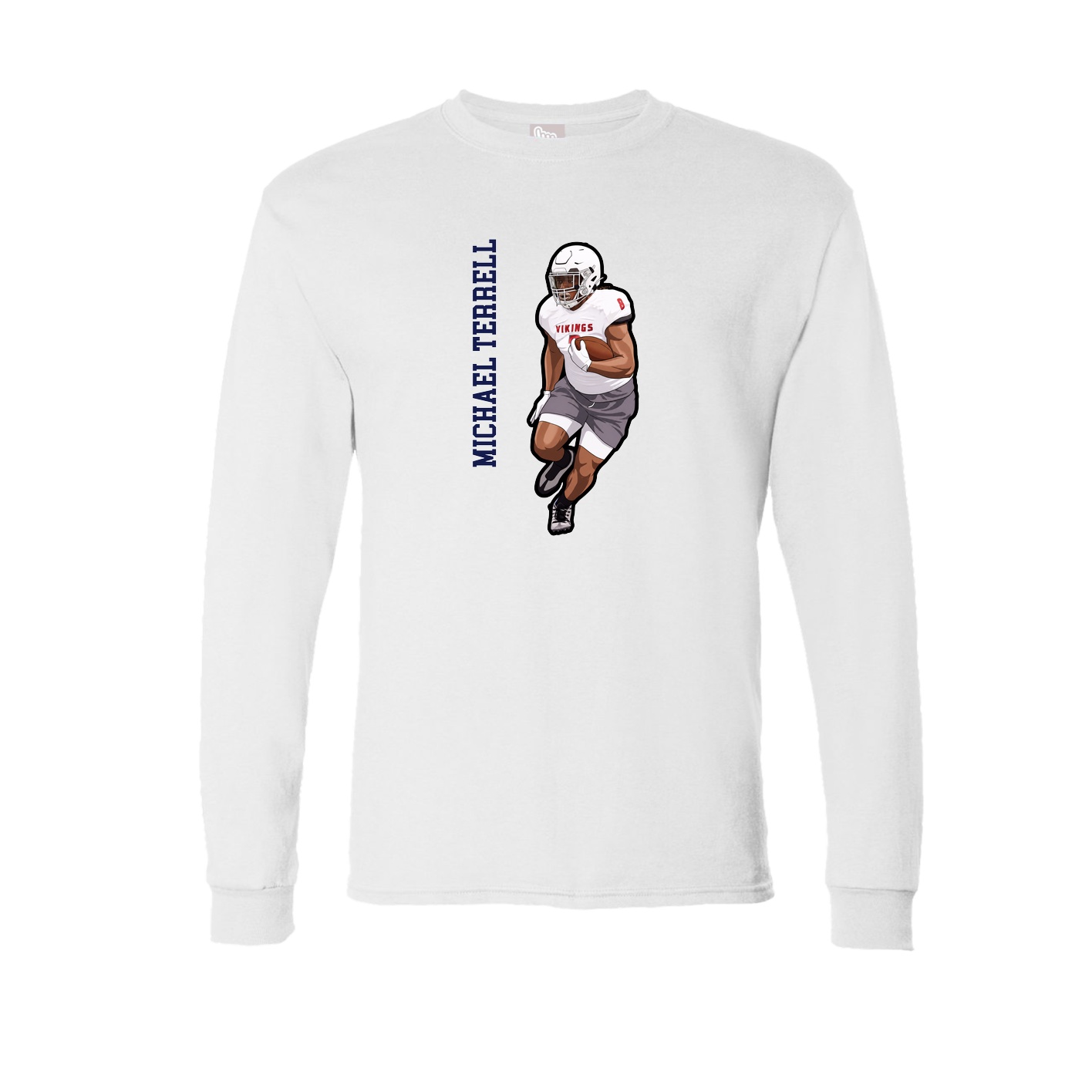 Long Sleeve Tee — Name Vertical in White