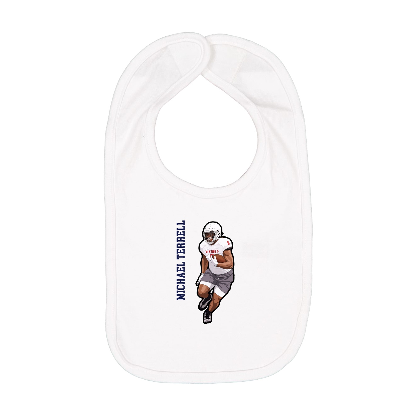 Infant Bib — Name Vertical in White