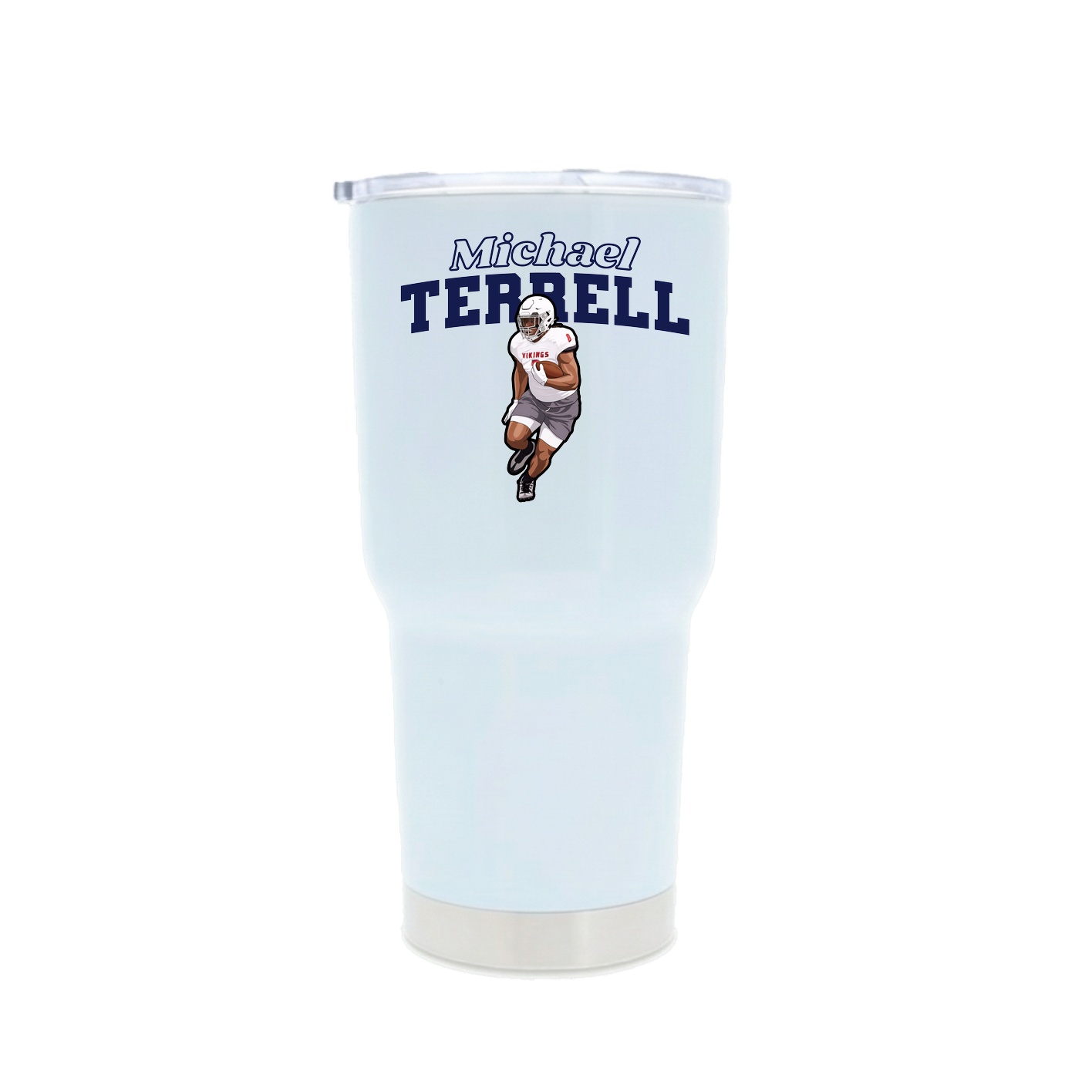 30oz Stainless Steel Tumbler — Name Arch in White