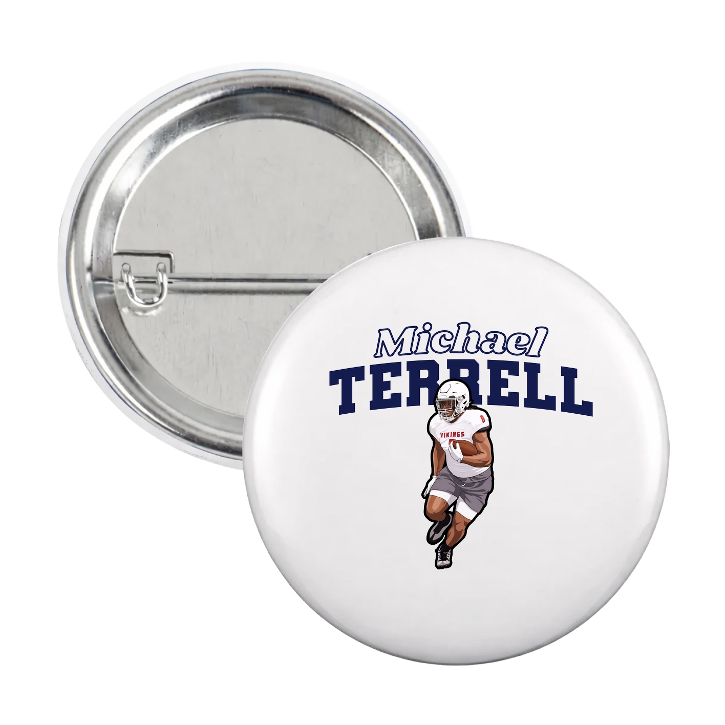 Game Day Button — Name Arch in White