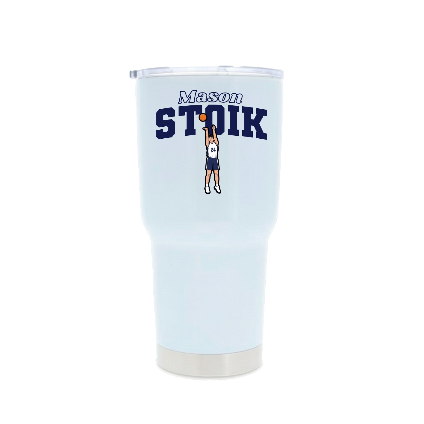 30oz Stainless Steel Tumbler — Name Arch in White