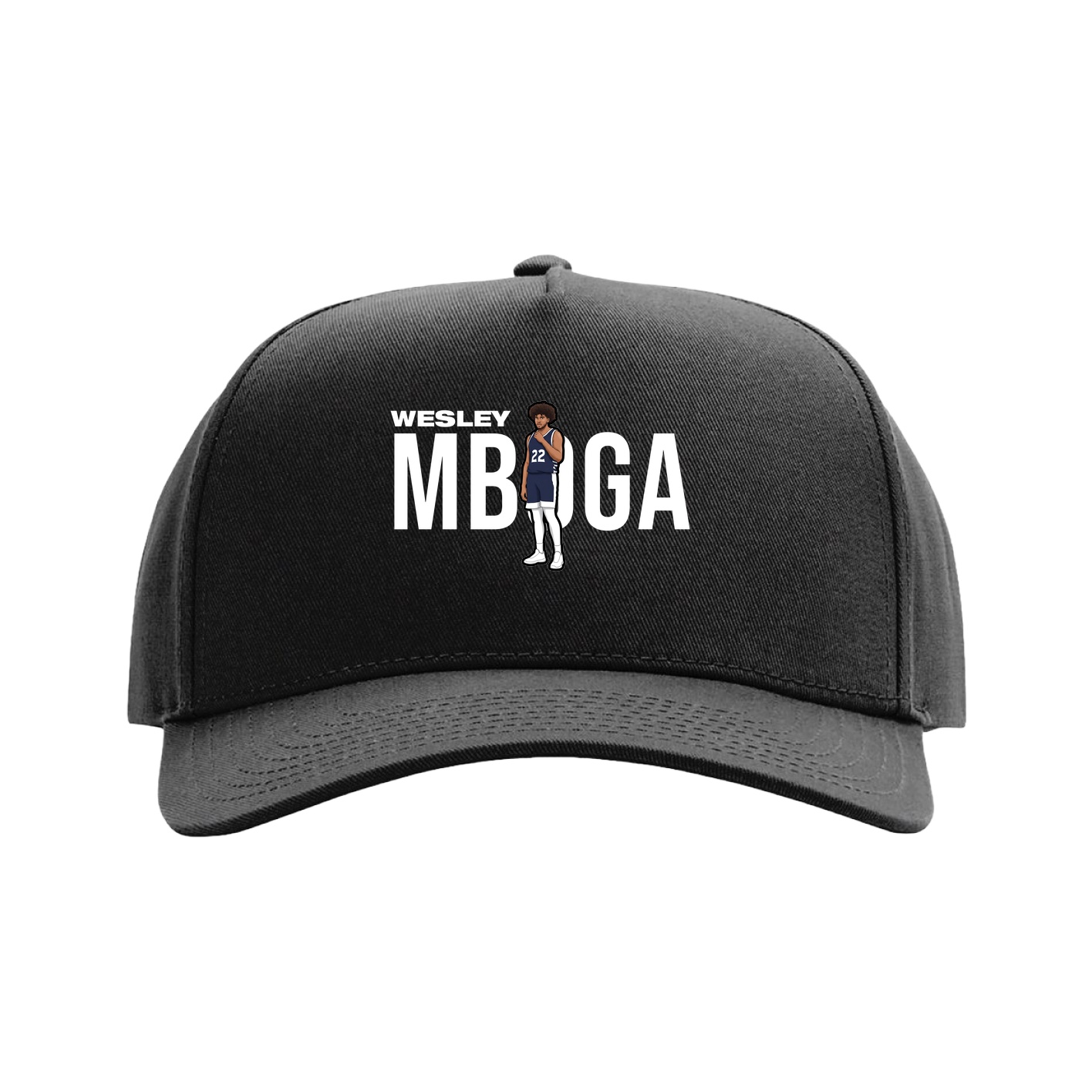 Full Fabric Five-Panel Champ Cap — Player Name in Black