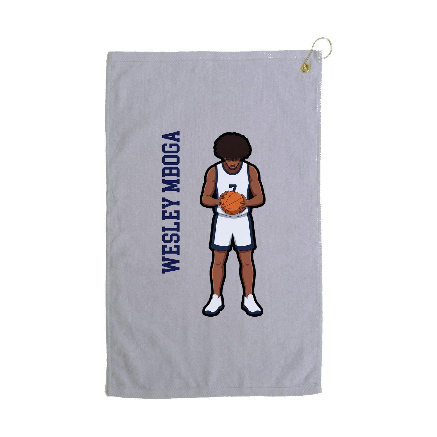 Golf Towel — Name Vertical in Grey