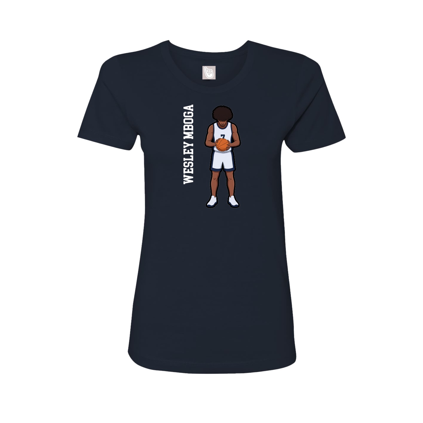 Fitted Women's Tee — Name Vertical in Navy