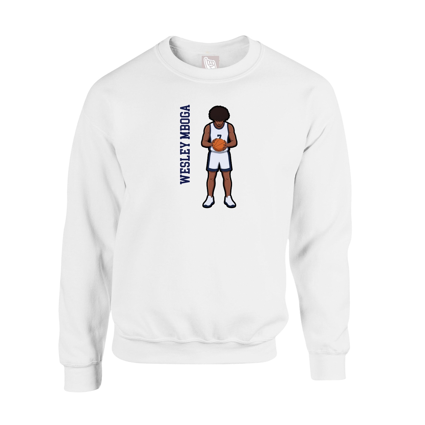 Fleece Crew — Name Vertical in White