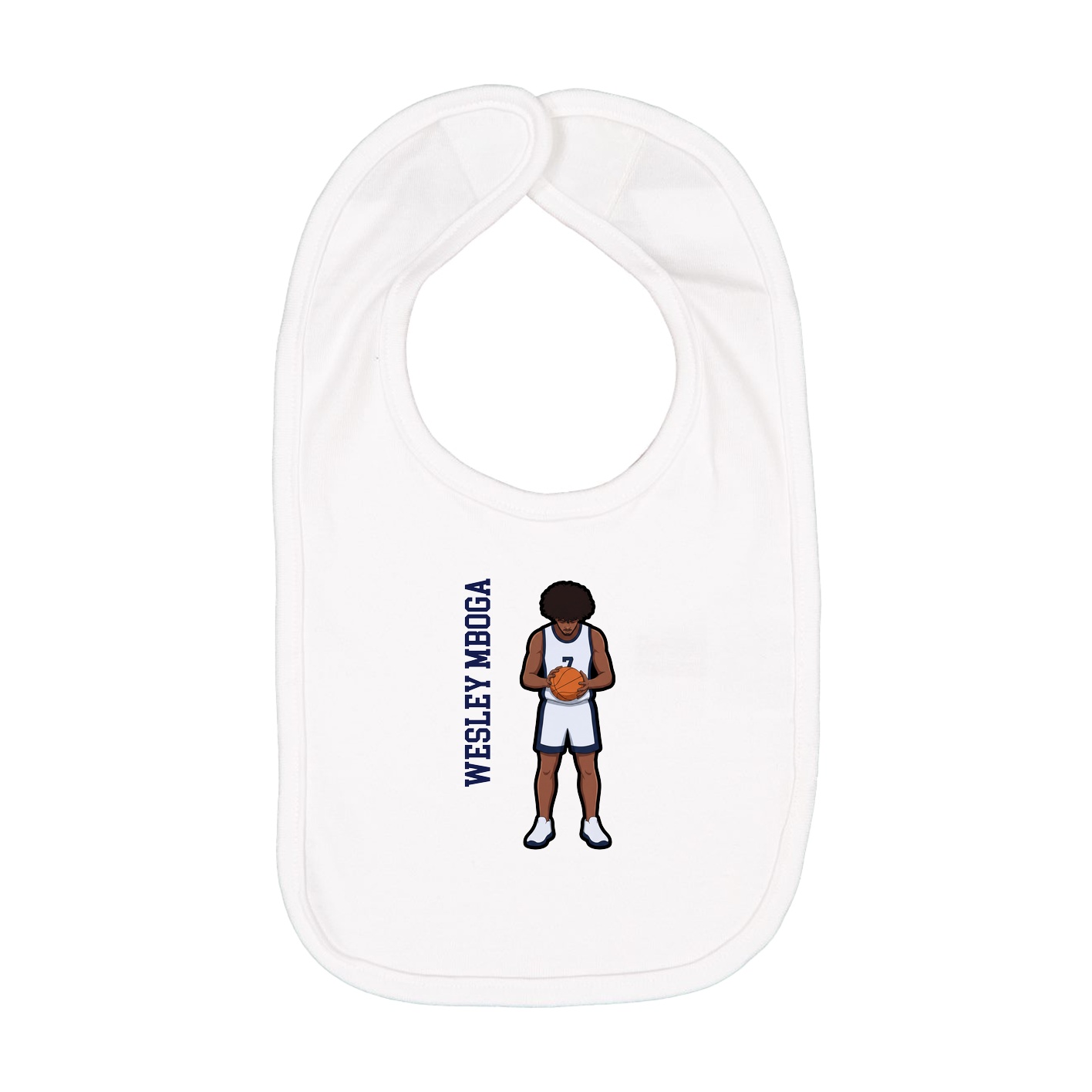 Infant Bib — Name Vertical in White