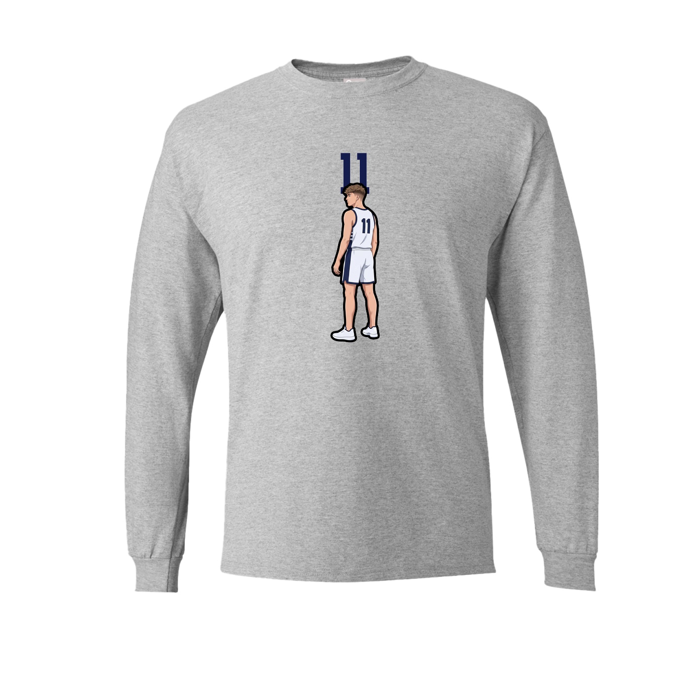 Long Sleeve Tee — Number Top in Grey