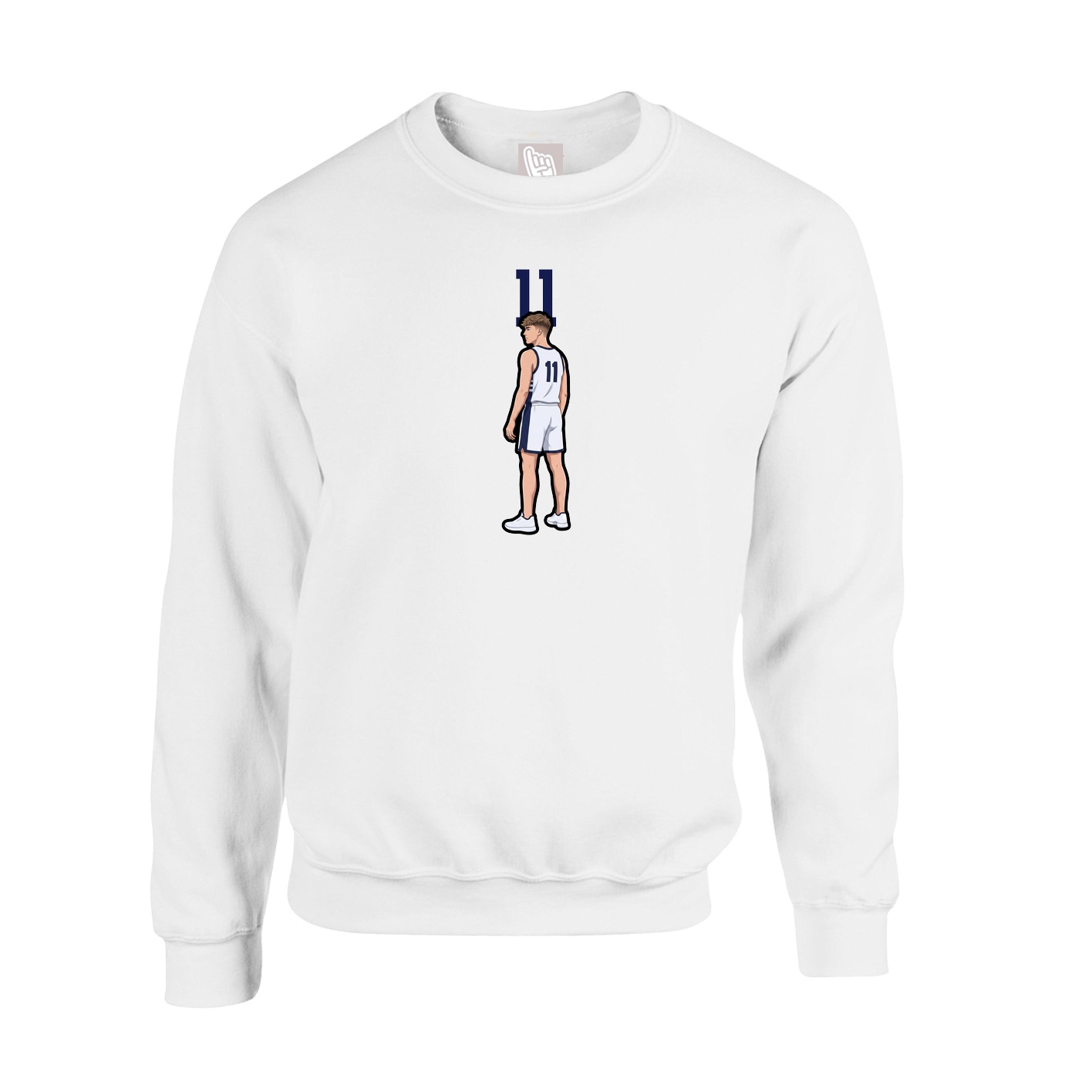 Fleece Crew — Number Top in White