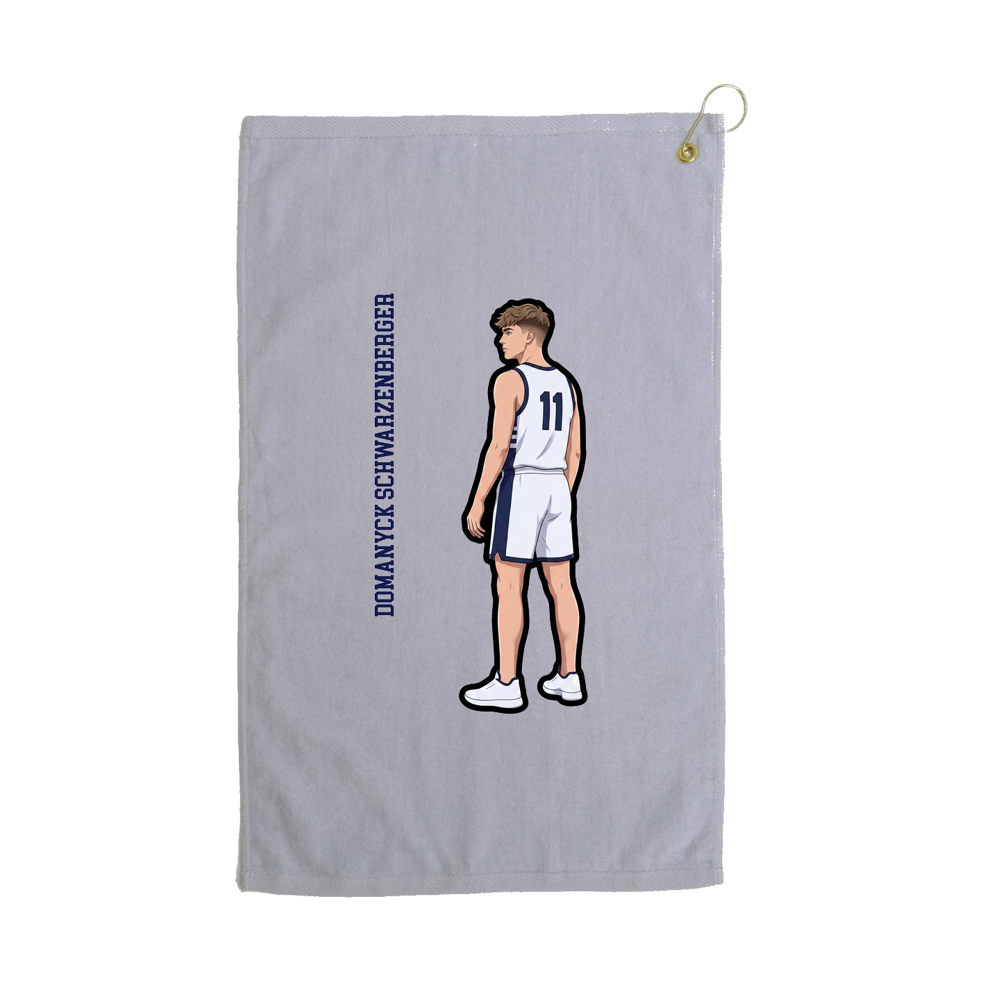 Golf Towel — Name Vertical in Grey