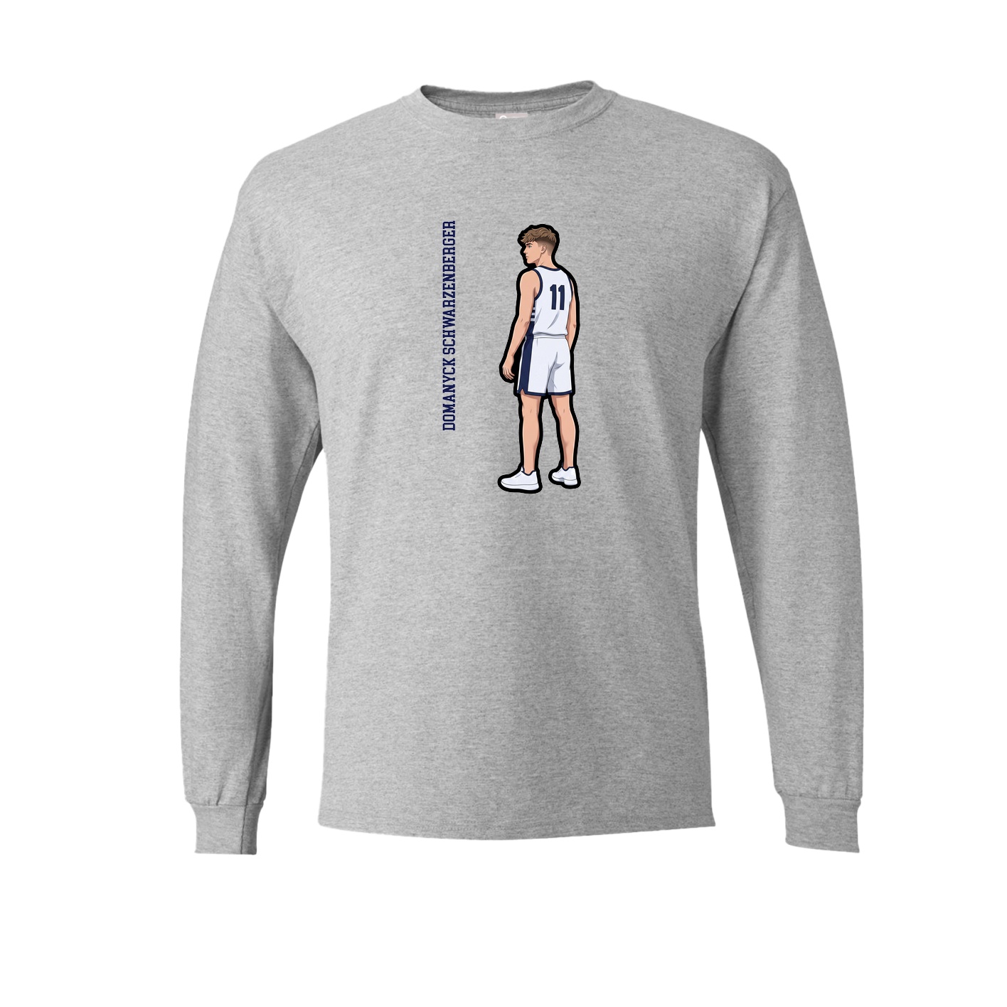 Long Sleeve Tee — Name Vertical in Grey