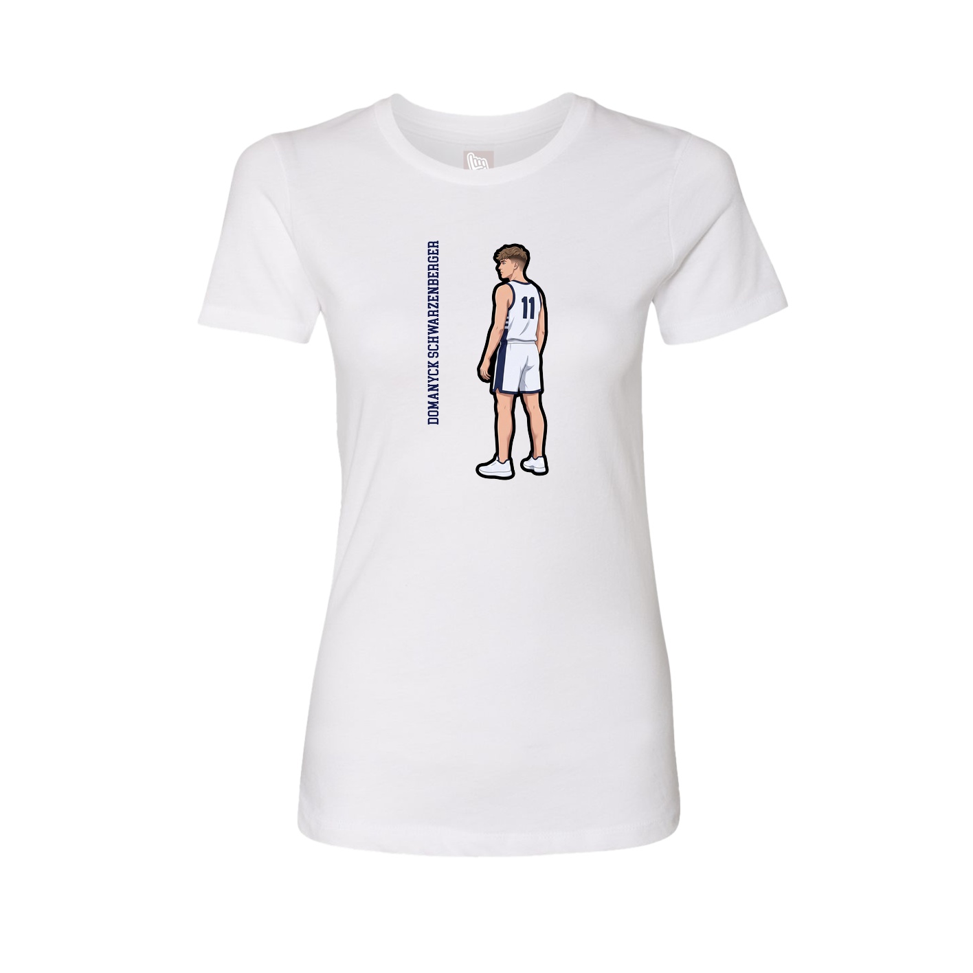Fitted Women's Tee — Name Vertical in White