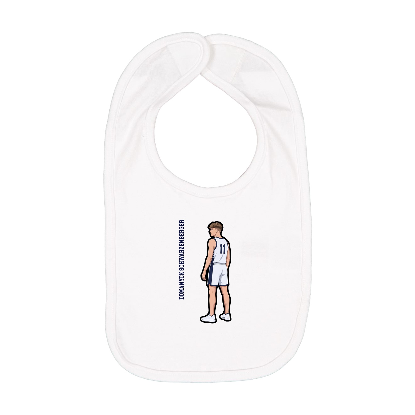 Infant Bib — Name Vertical in White