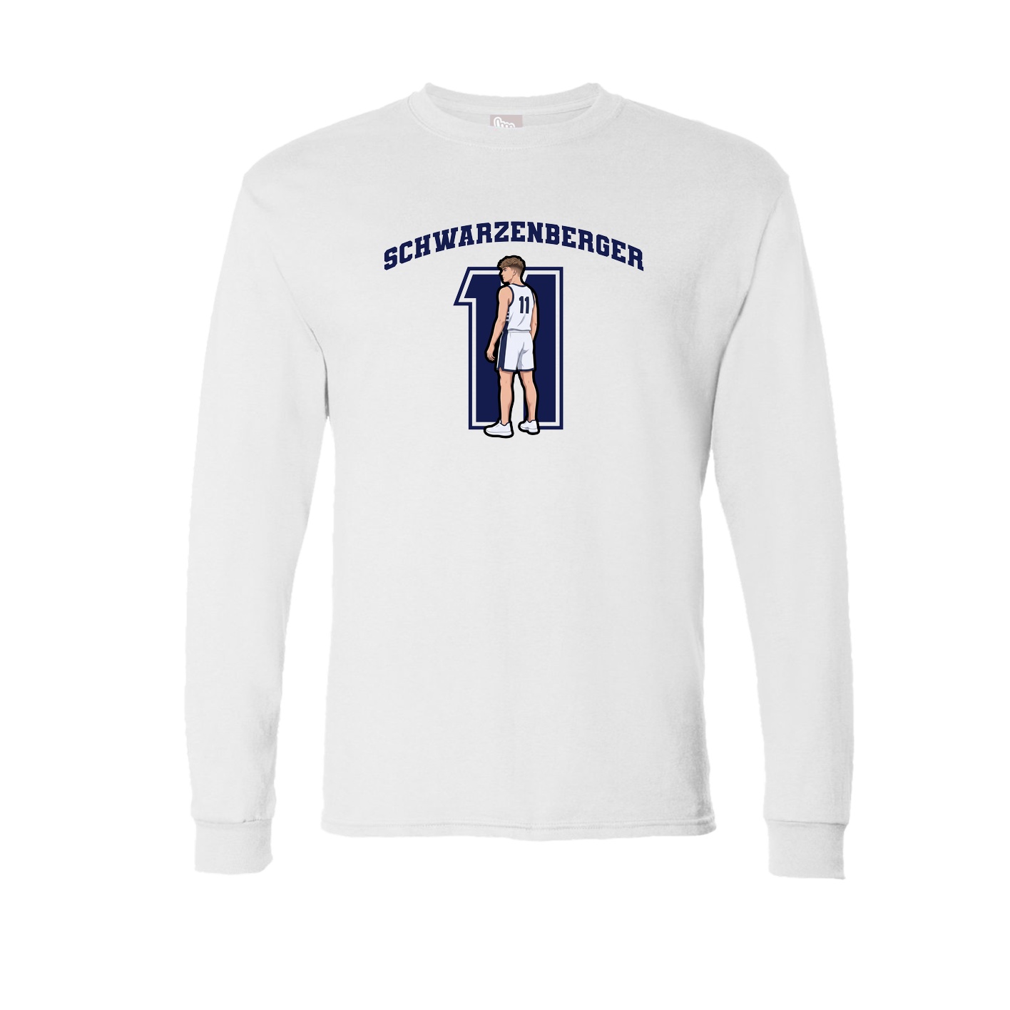 Long Sleeve Tee — Number in White