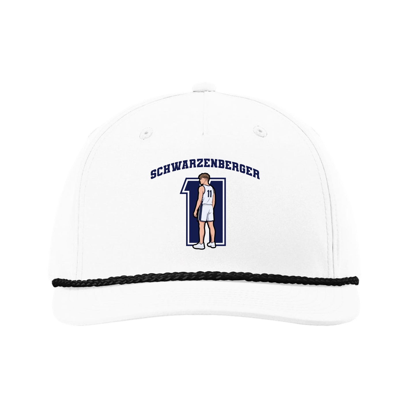 Five-Panel Classic Rope Cap — Number in White