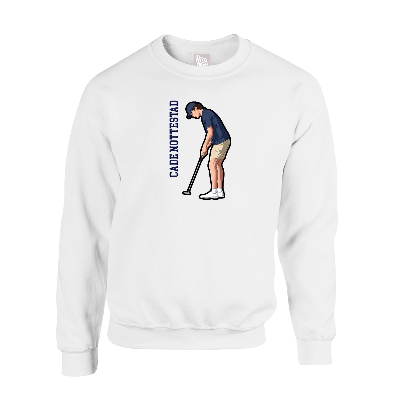 Fleece Crew — Name Vertical in White