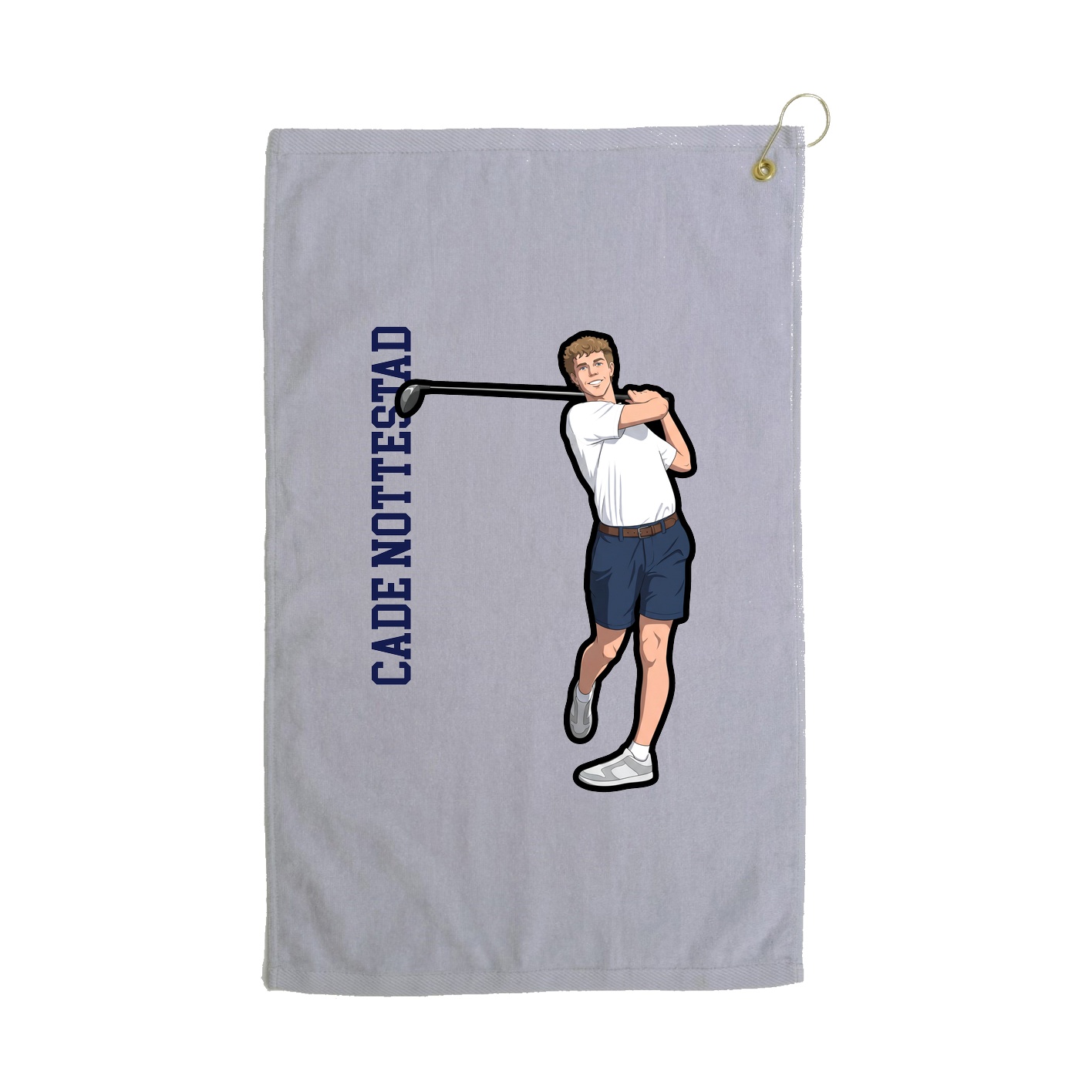 Golf Towel — Name Vertical in Grey