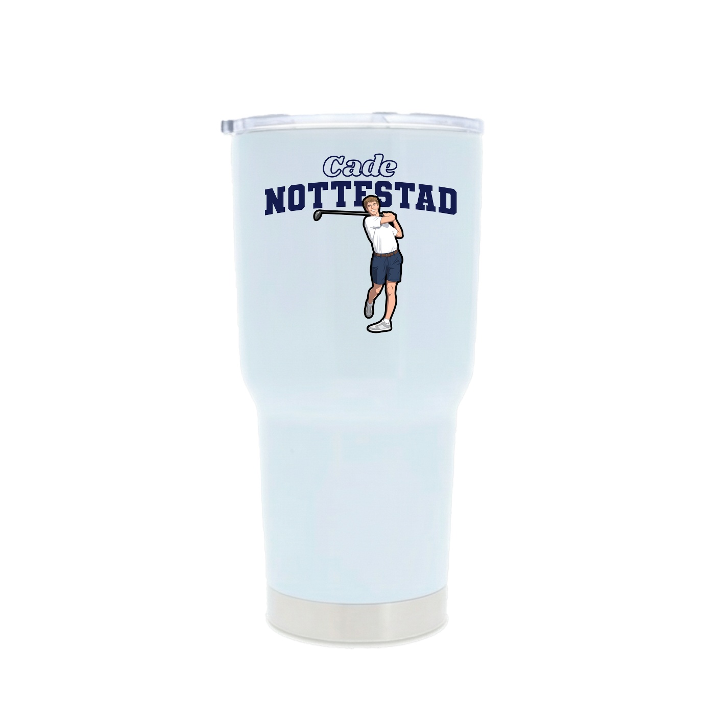 30oz Stainless Steel Tumbler — Name Arch in White