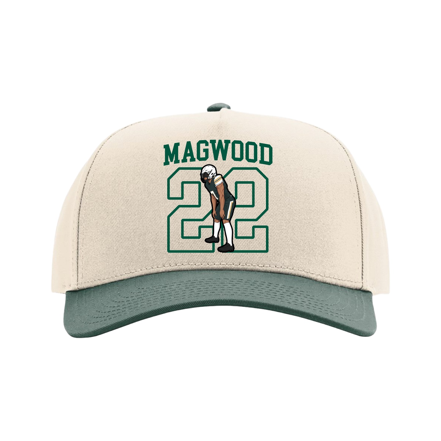 Full Fabric Five-Panel Champ Cap — Shirsey in Cream/Green