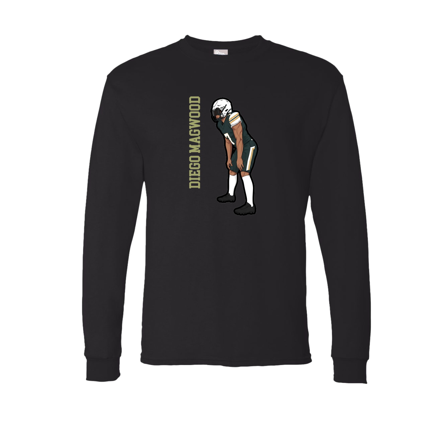Long Sleeve Tee — Name Vertical in Black