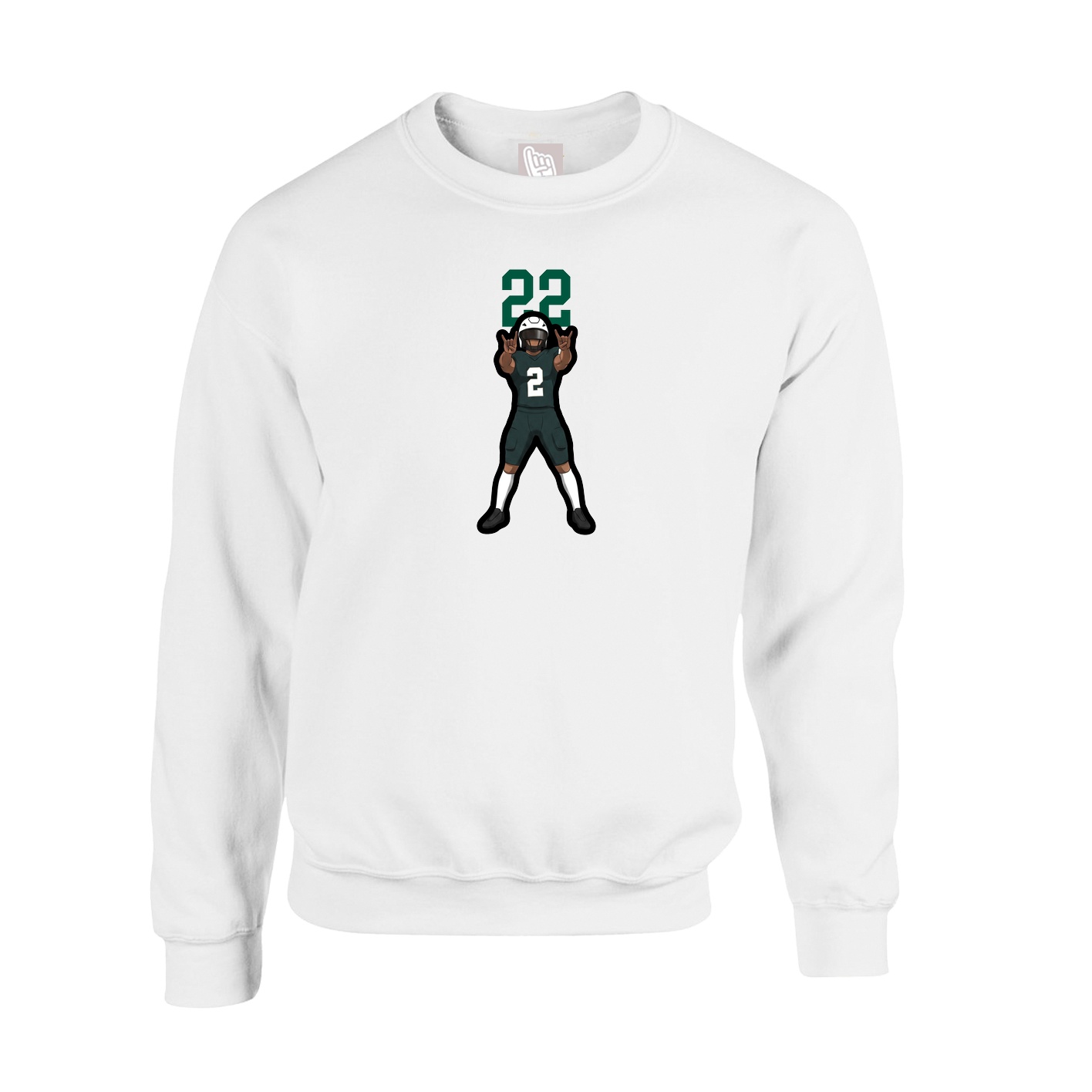 Fleece Crew — Number Top in White