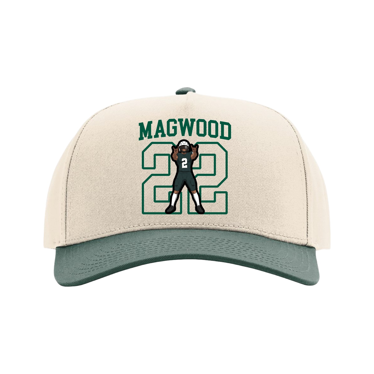 Full Fabric Five-Panel Champ Cap — Shirsey in Cream/Green