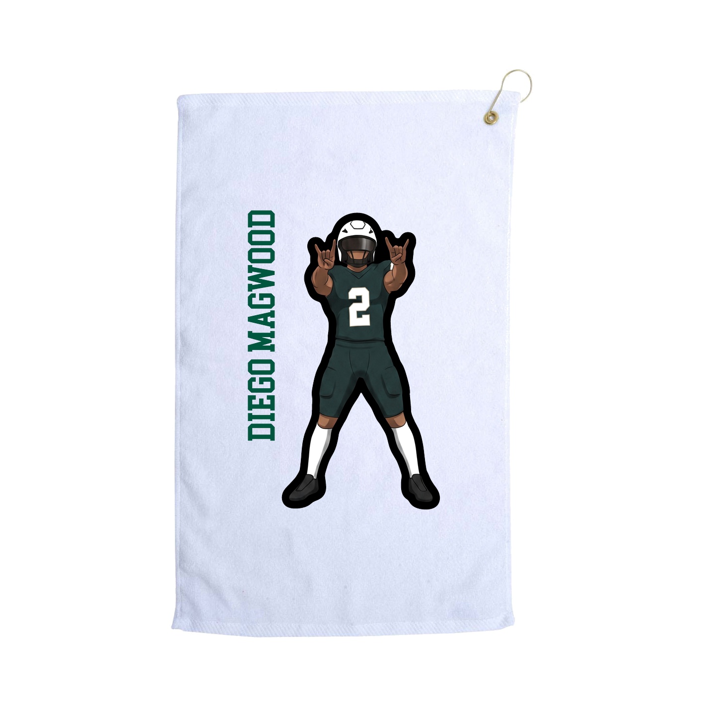 Golf Towel — Name Vertical in White