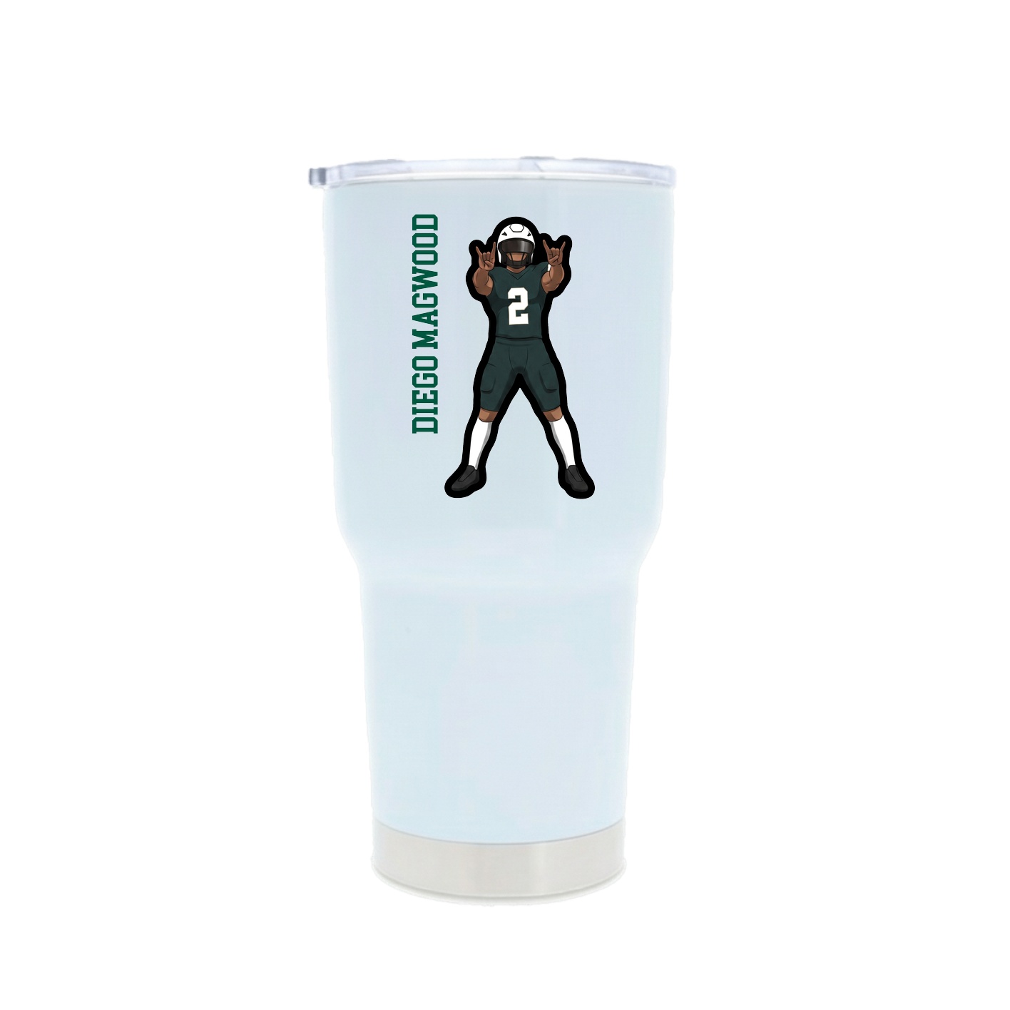 30oz Stainless Steel Tumbler — Name Vertical in White