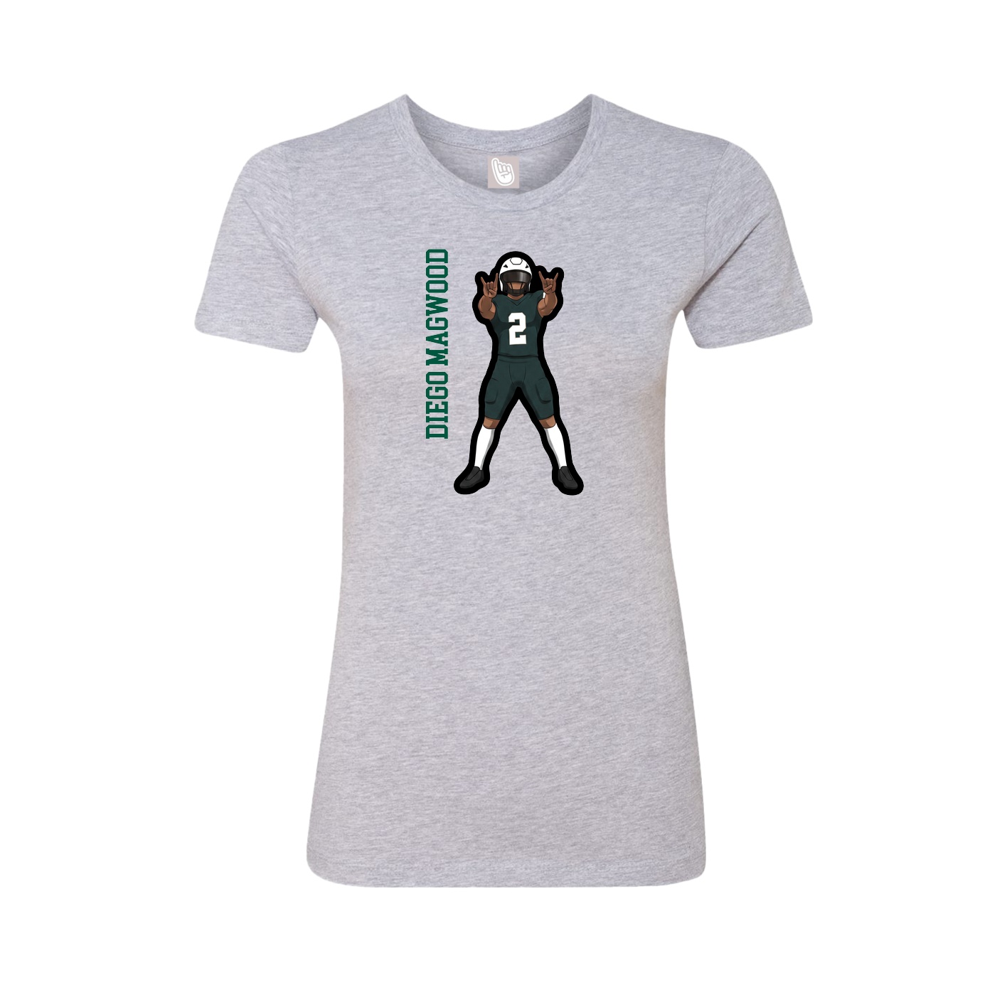 Womens Tee — Name Vertical in Grey