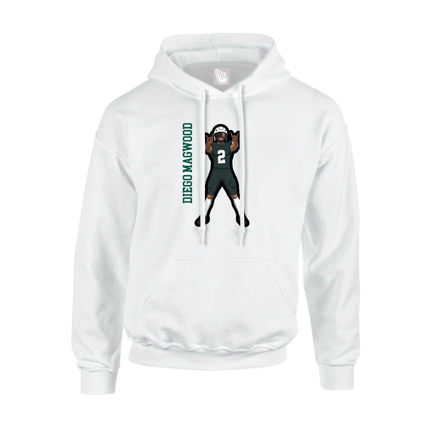 Youth Hoodie — Name Vertical in White