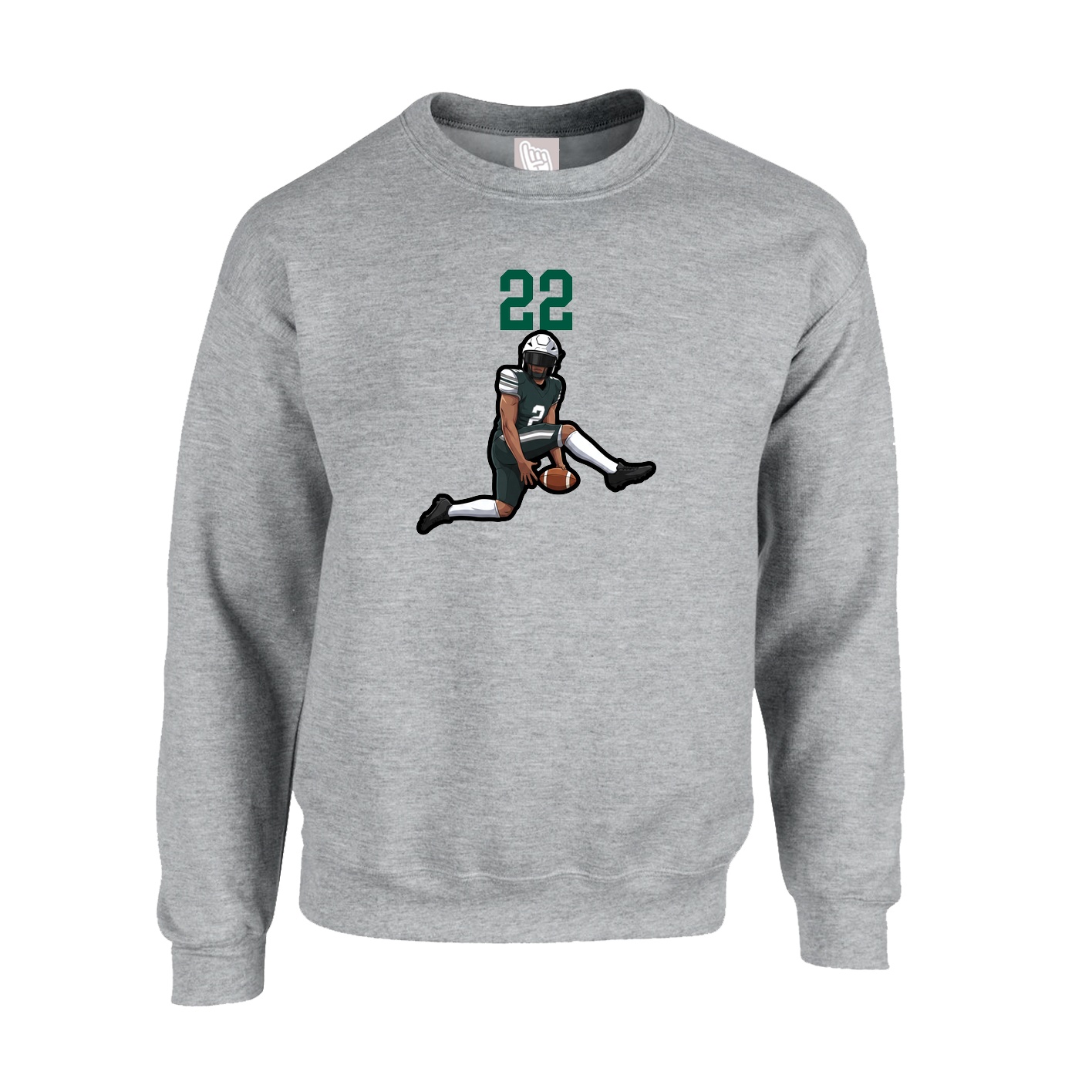 Fleece Crew — Number Top in Grey