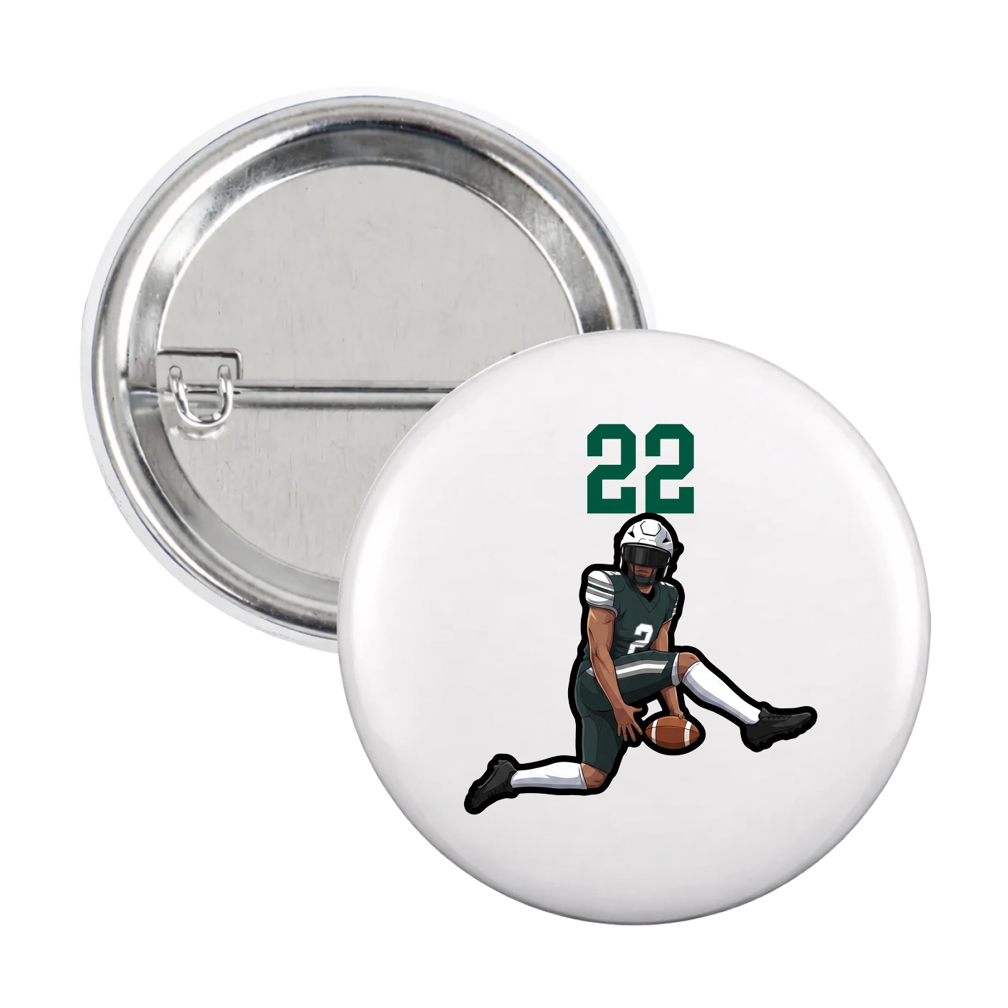 Game Day Button — Number Top in White