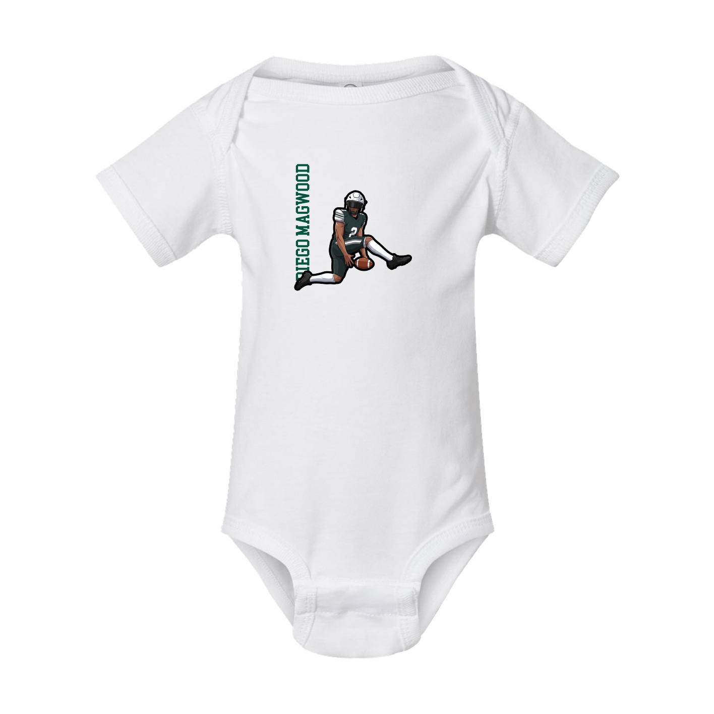 Baby Onesie — Name Vertical in White