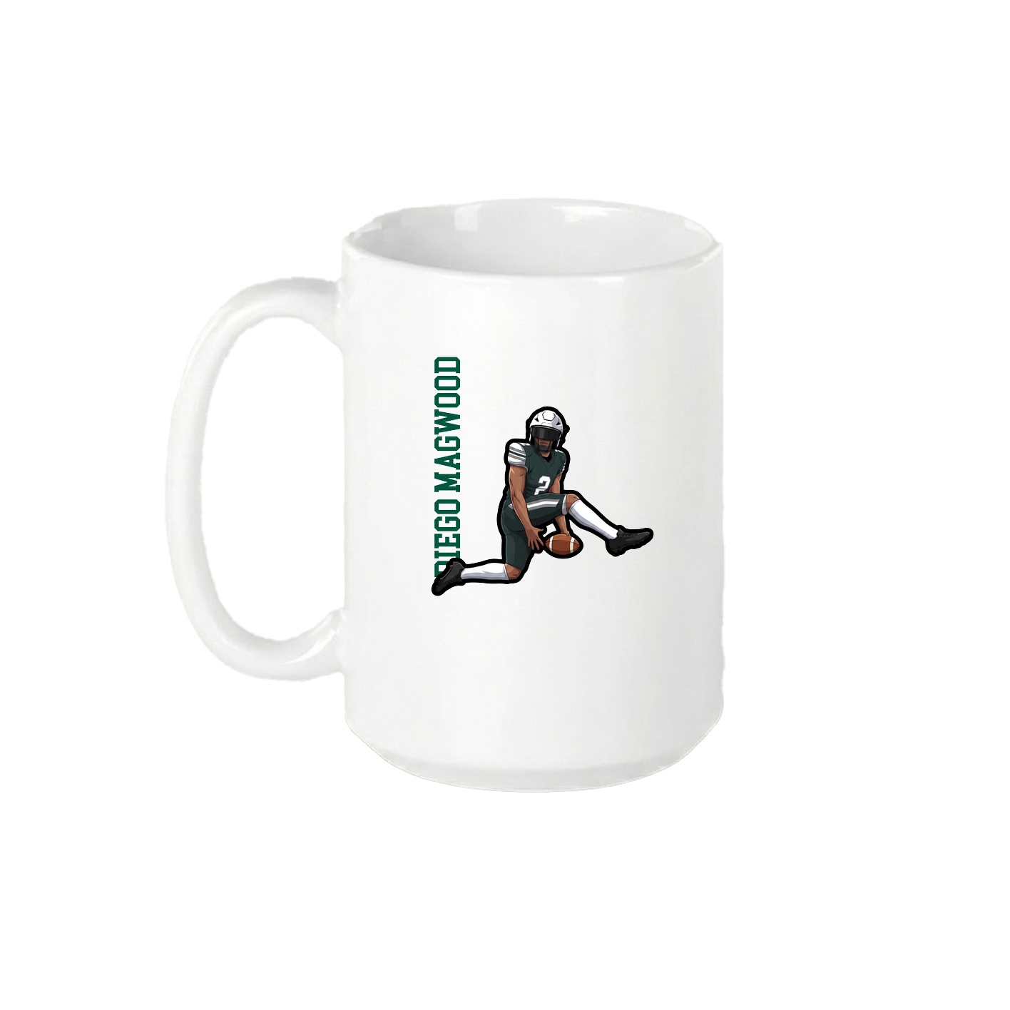 15oz Coffee Mug — Name Vertical in White