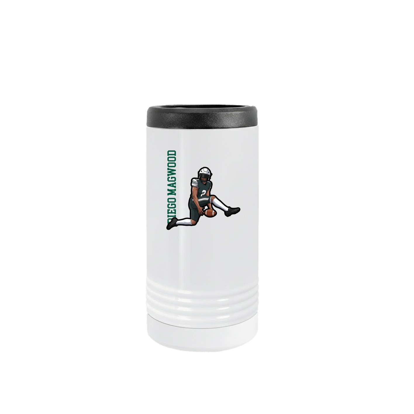 Slim Beverage Holder — Name Vertical in White