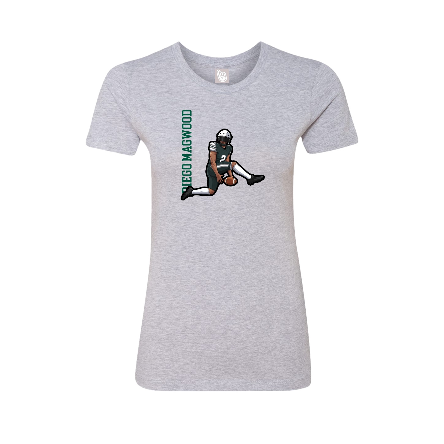 Womens Tee — Name Vertical in Grey