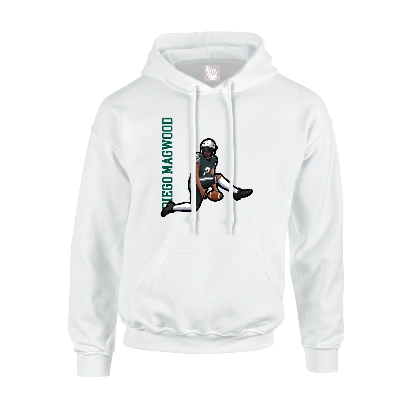 Hoodie — Name Vertical in White