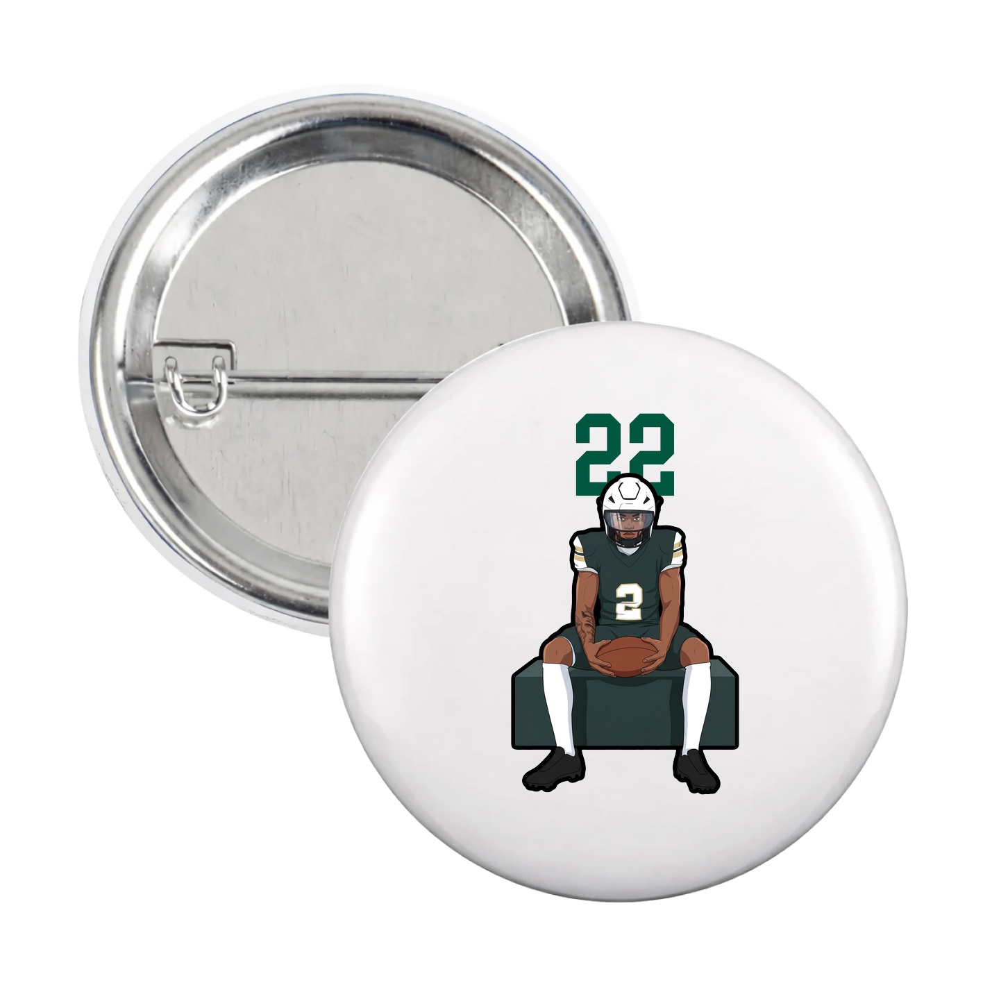 Game Day Button — Number Top in White