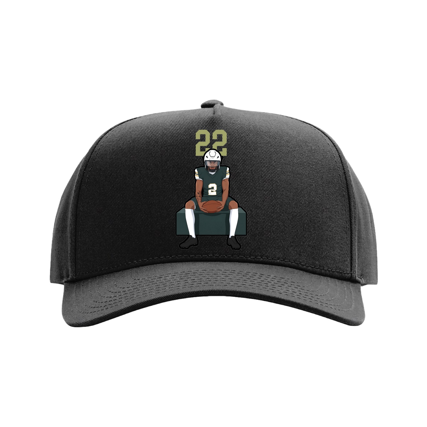 Full Fabric Five-Panel Champ Cap — Number Top in Black